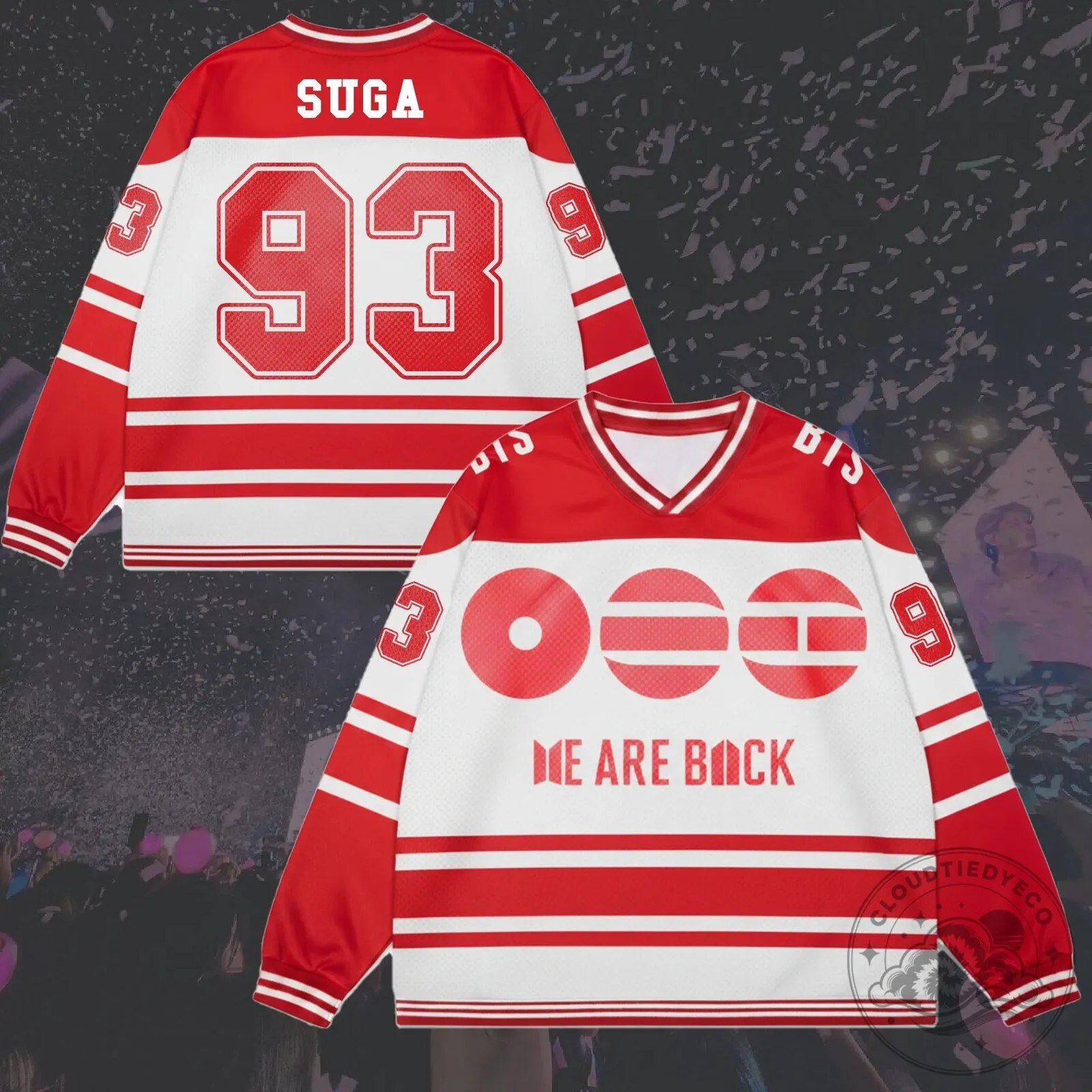 アイドル BTS WORLD TOUR S/S JERSEY SUGA XL BTS Suga We Are Back World Tour Hockey Jersey - Cloud Tie Dye Eco